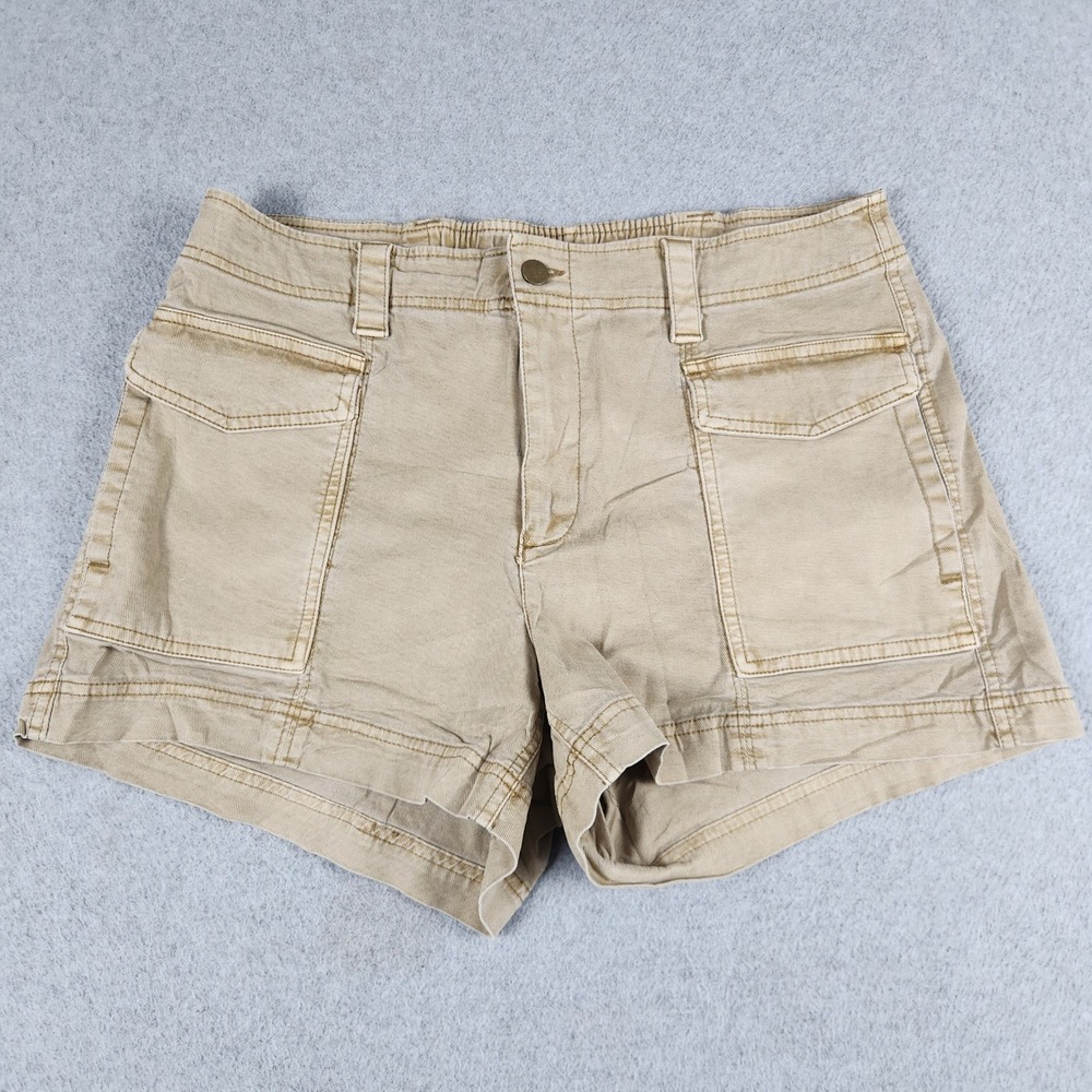 Old Navy Shorts Womens Large Tan Cotton Utility Relaxed Fit Flat Front 3" Inseam